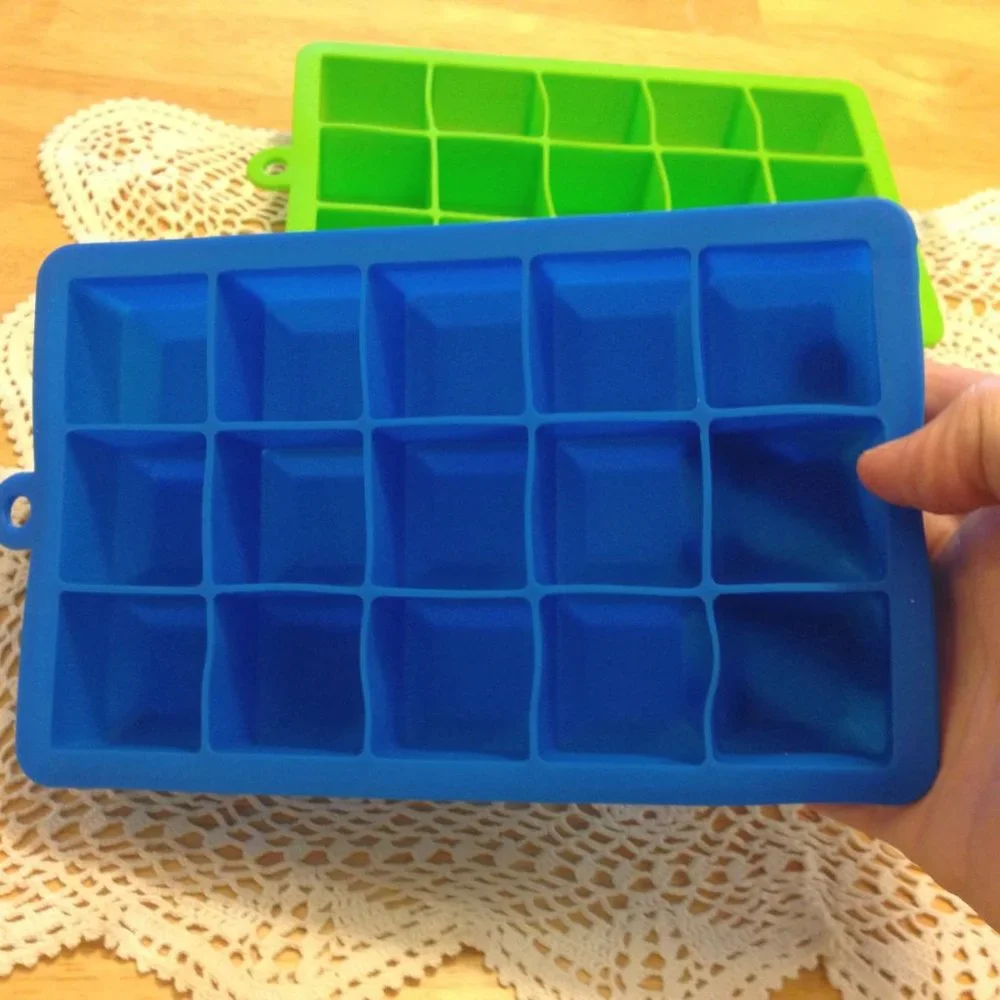 Flexible Ice Trays - Two flexible, colorful  silicone ice trays